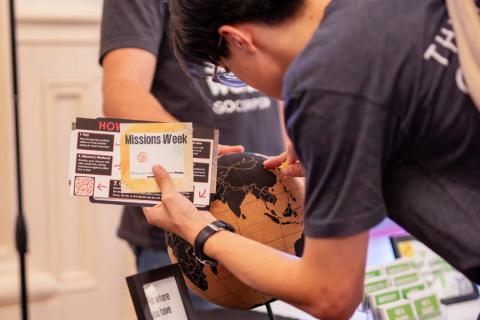 Students at a Missions Week tabling event
